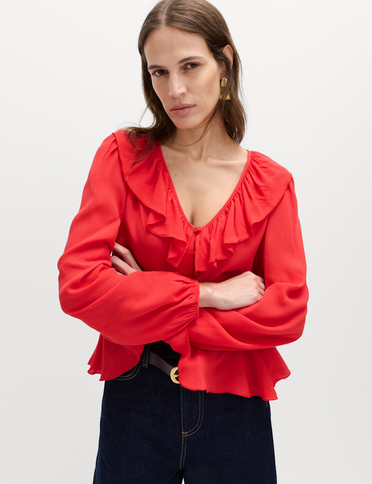Waisted Ruffle Blouse