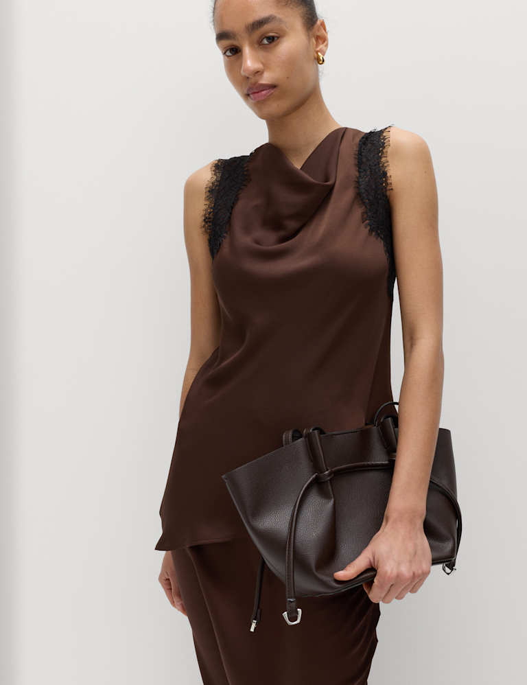 Lace Insert Draped Top