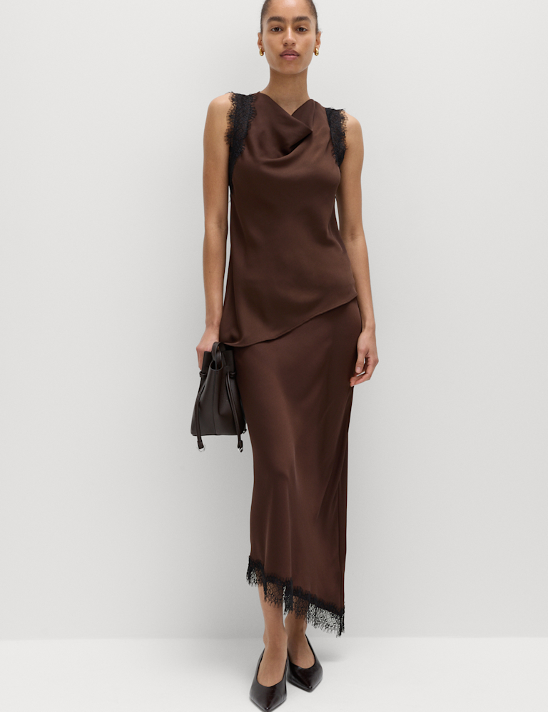Lace Insert Draped Top