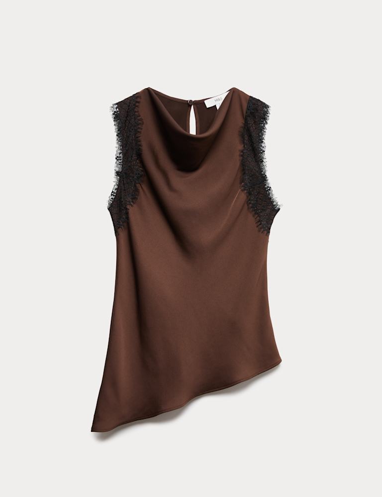Lace Insert Draped Top