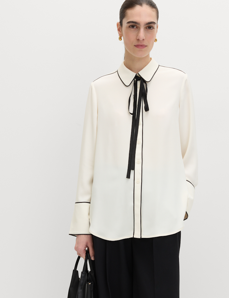 Bow Tie Piped Detail Shirt Bow Tie Piped Detail Shirt