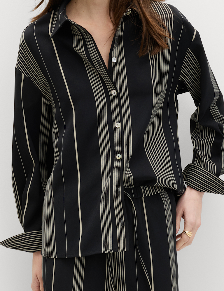 Striped Collared Button Through Shirt Striped Collared Button Through Shirt