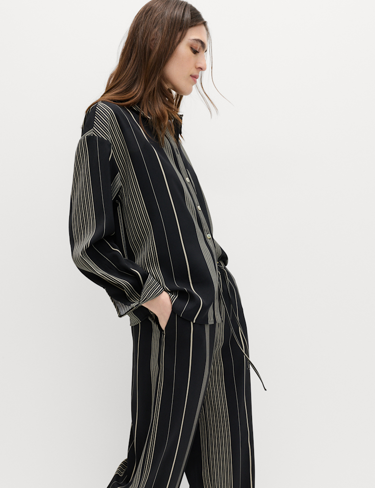 Striped Collared Button Through Shirt
