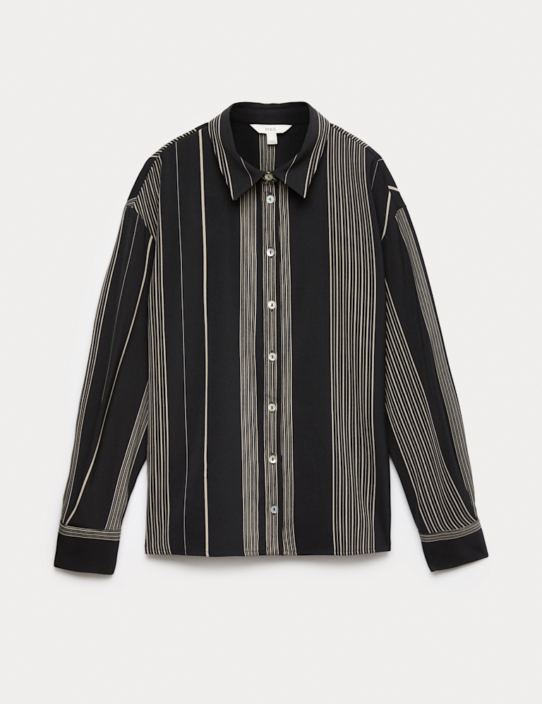 Striped Collared Button Through Shirt