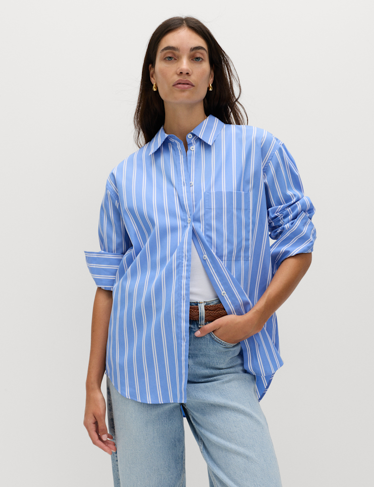Pure Cotton Striped Girlfriend Shirt Pure Cotton Striped Girlfriend Shirt