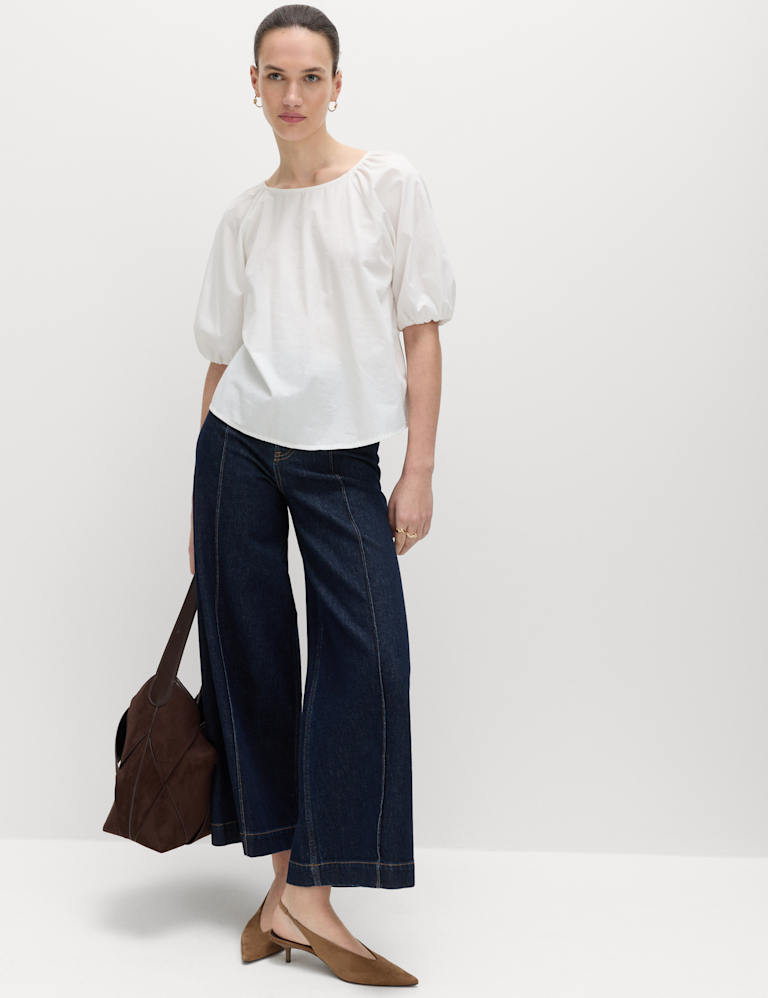 Pure Cotton Printed Puff Sleeve Blouse