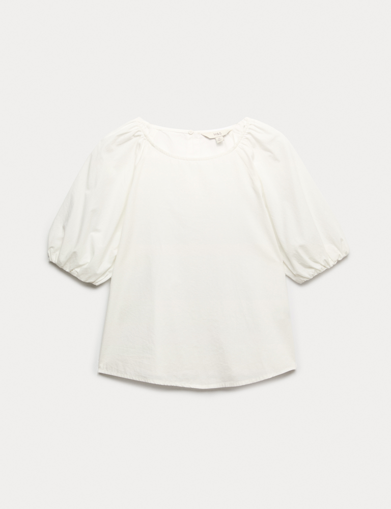 Pure Cotton Printed Puff Sleeve Blouse