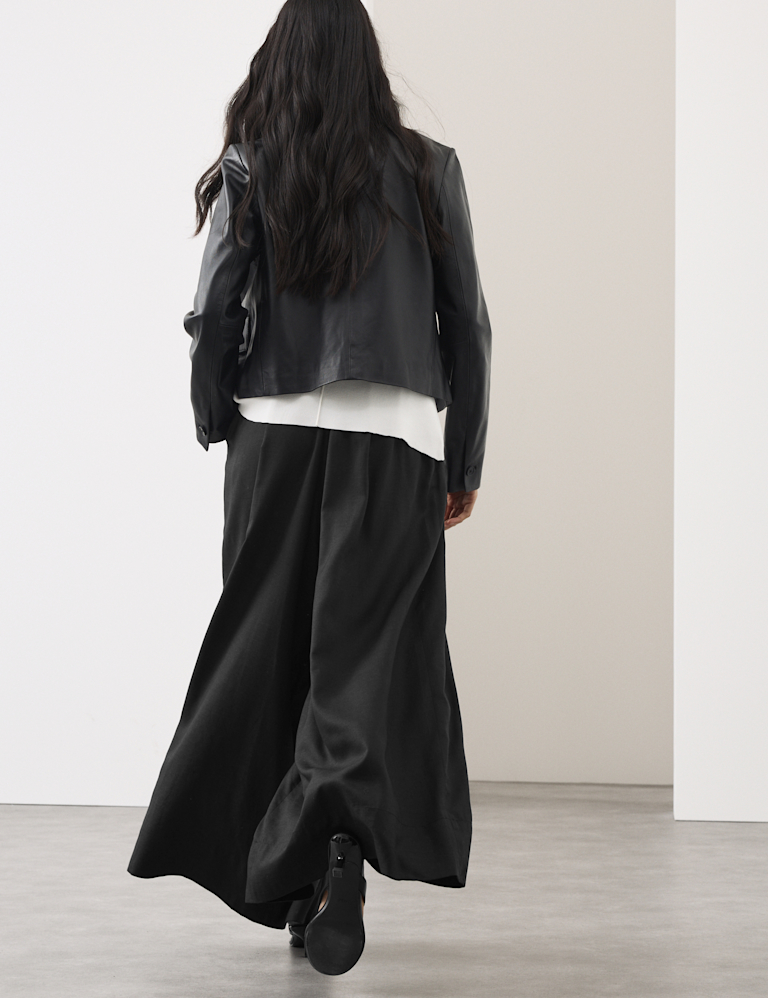 Lyocell Rich Wide Leg Trousers With Wool