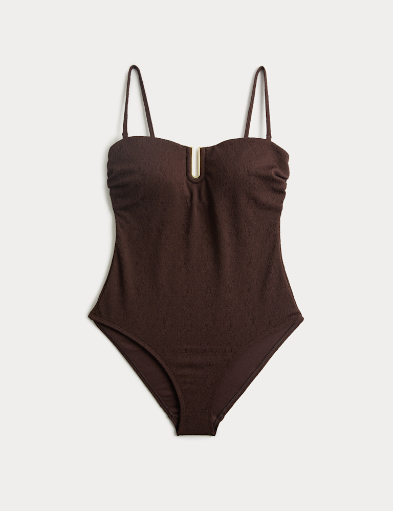 U-Notch Textured Bandeau Swimsuit