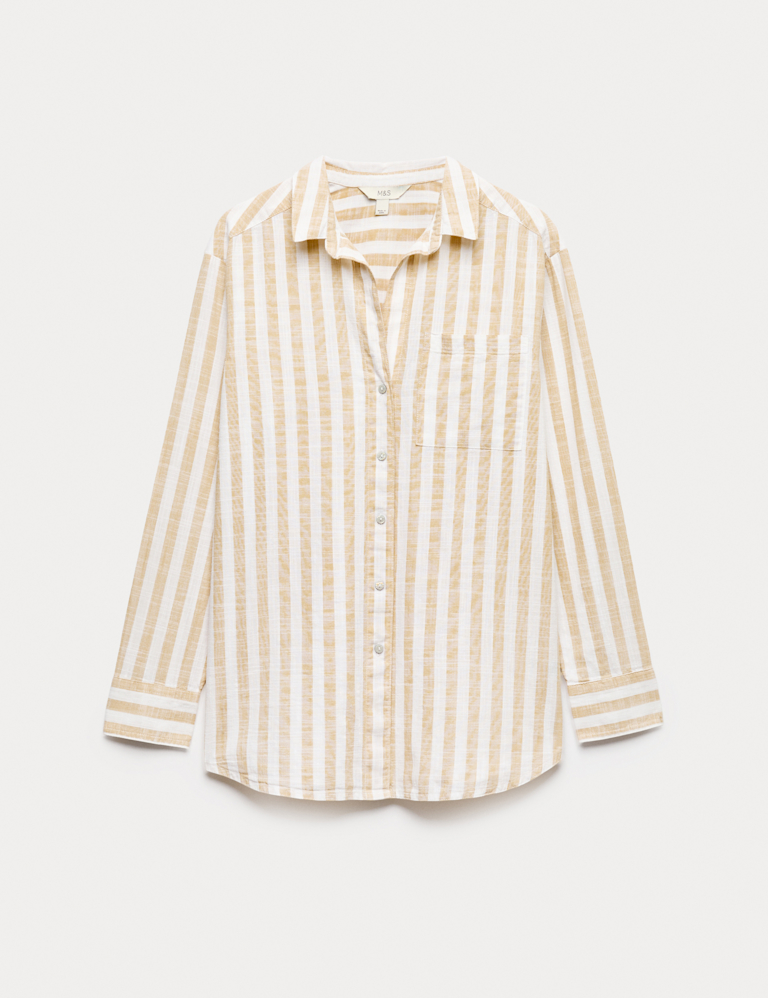 Pure Cotton Striped Long Sleeve Beach Shirt