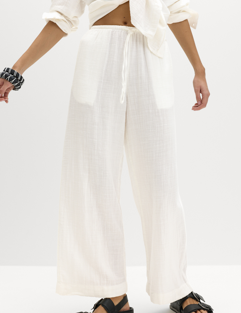 Pure Cotton Drawstring Beach Trousers