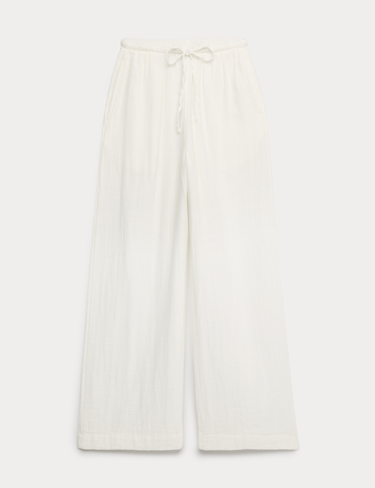 Pure Cotton Drawstring Beach Trousers
