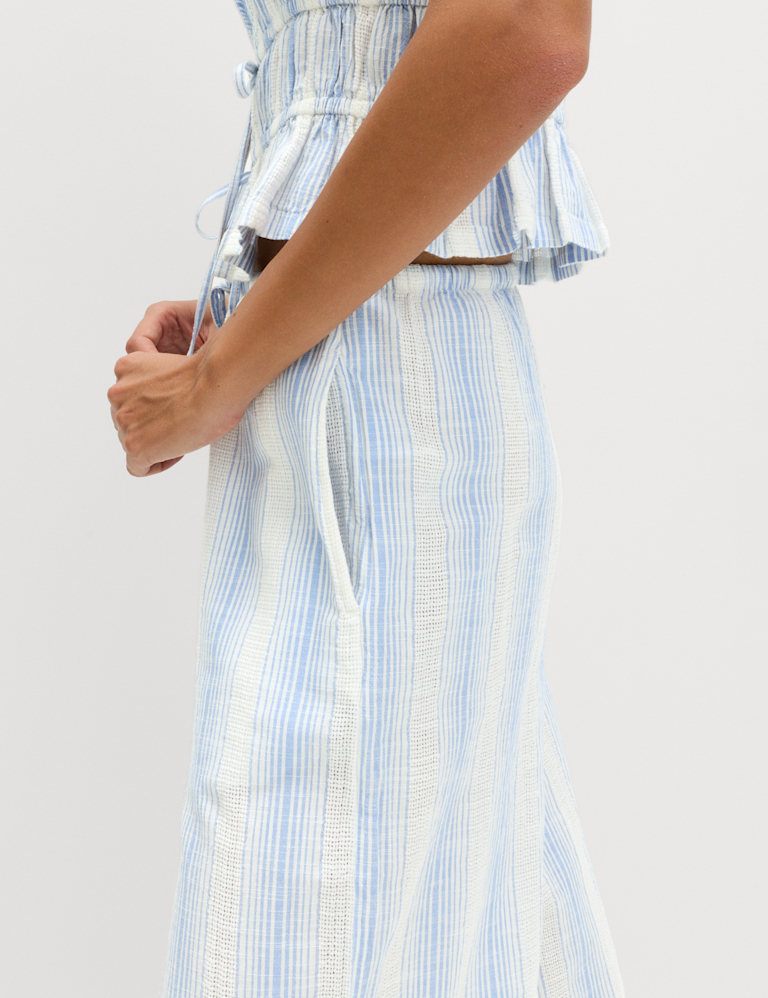 Pure Cotton Striped Beach Trousers