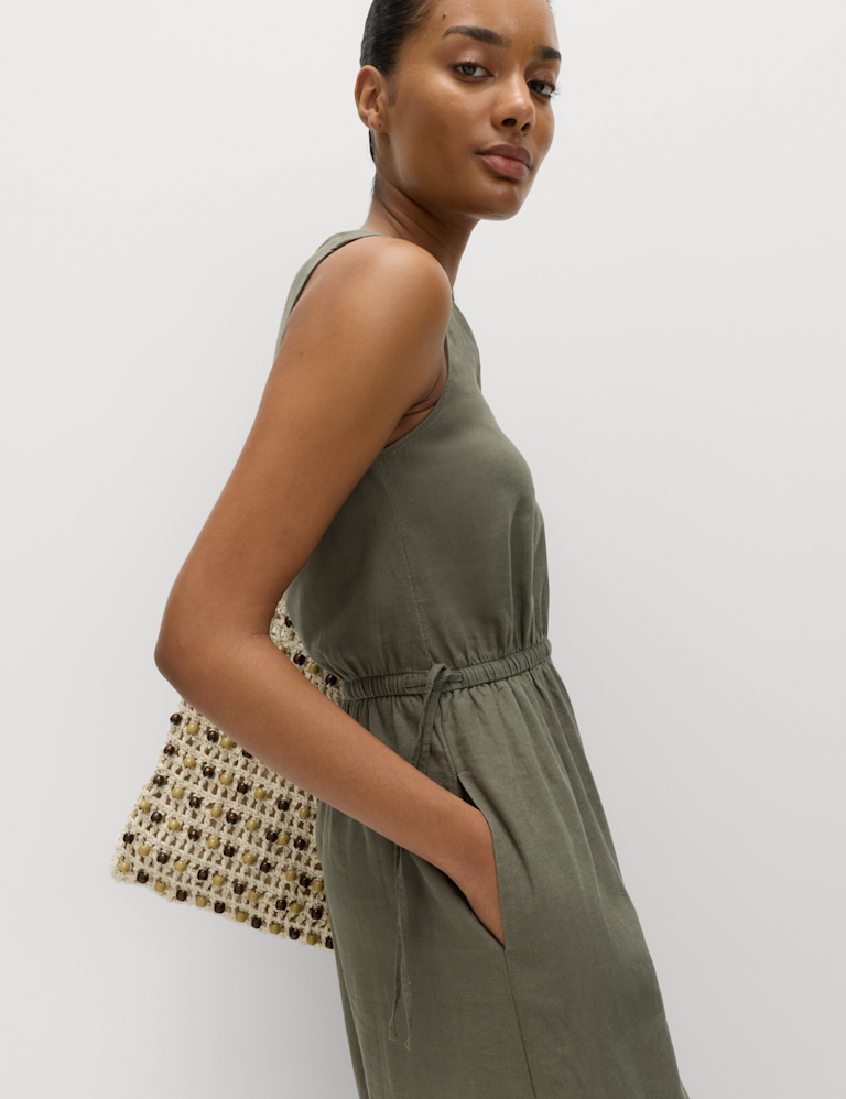 Linen Rich Tie Detail Sleeveless Jumpsuit