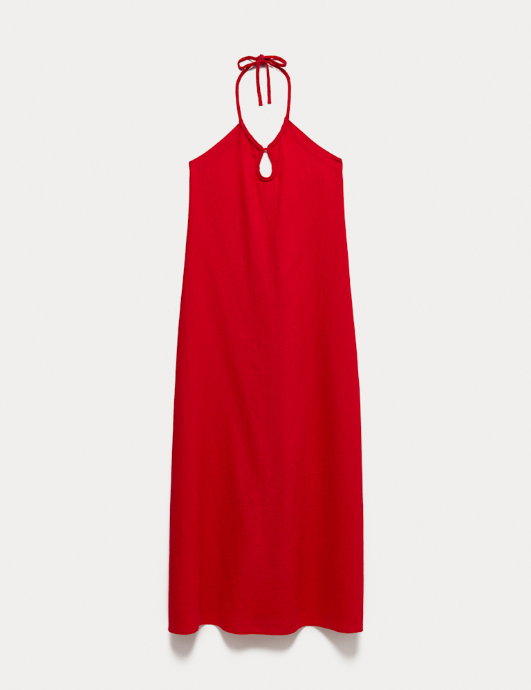 Linen Rich Halter Neck Maxi Dress