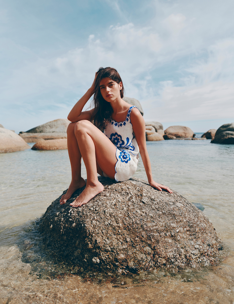 Pure Cotton Embroidered Beach Vest Top