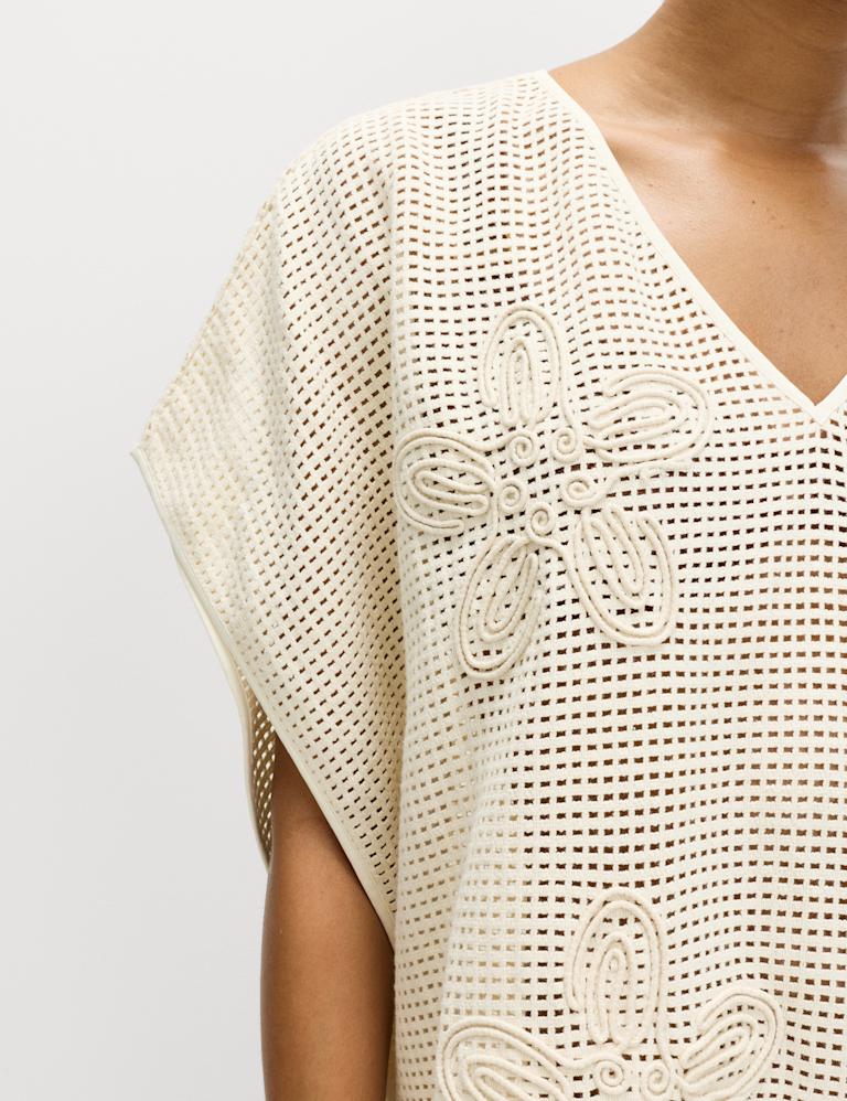 Pure Cotton Floral Detail Mini Kaftan