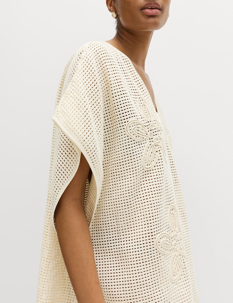 Pure Cotton Floral Detail Mini Kaftan