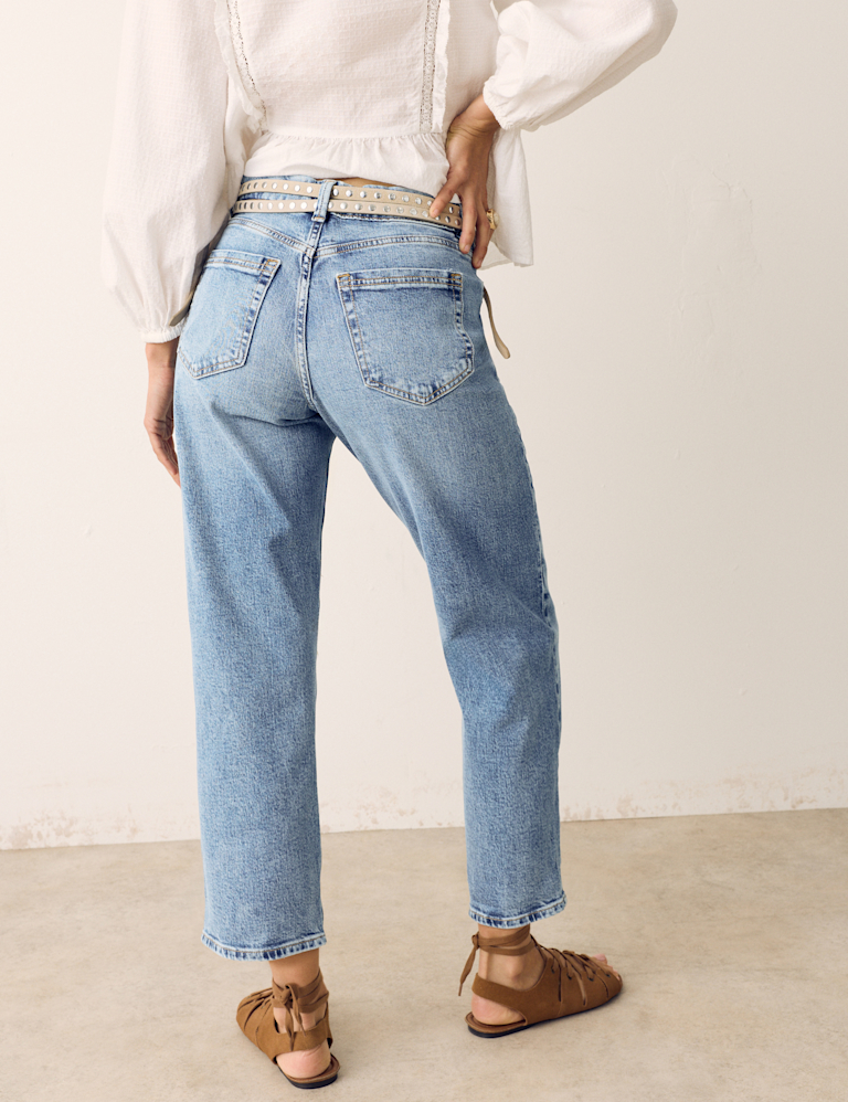 Girlfriend Mid Rise Turn Up Jeans with Lyocell