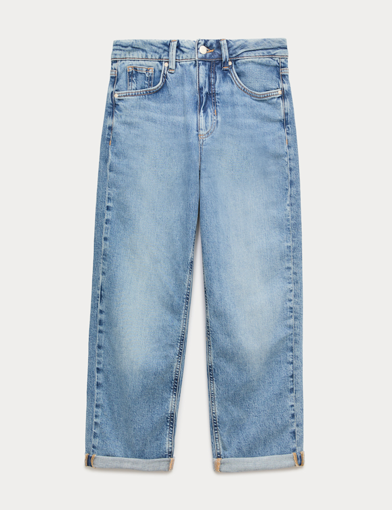 Girlfriend Mid Rise Turn Up Jeans with Lyocell