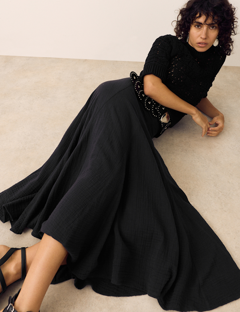Pure Cotton Double Cloth Midaxi A-Line Skirt Pure Cotton Double Cloth Midaxi A-Line Skirt
