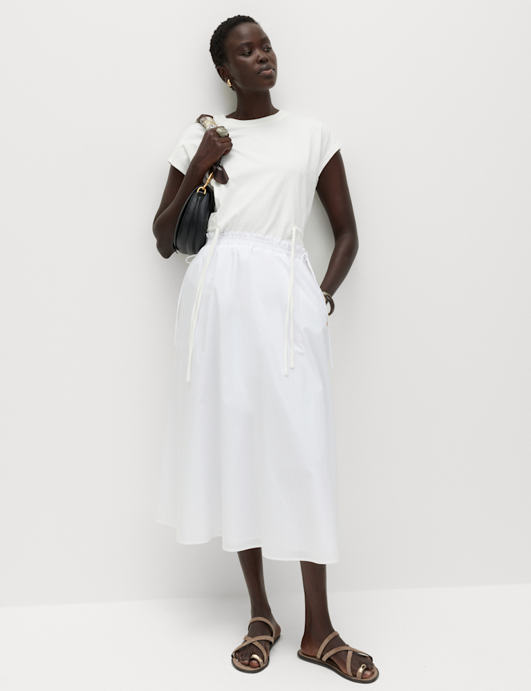 Pure Cotton Poplin Midi Skirt Pure Cotton Poplin Midi Skirt