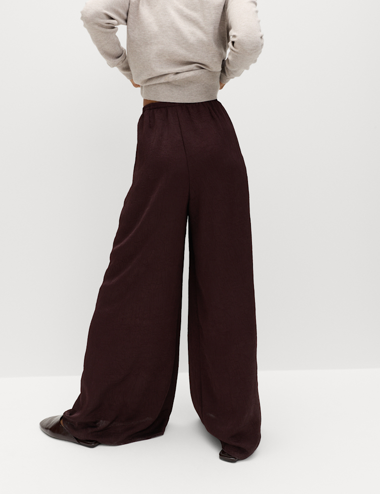 Satin Crinkle Palazzo Trousers