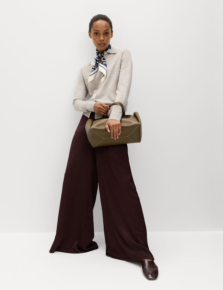 Satin Crinkle Palazzo Trousers