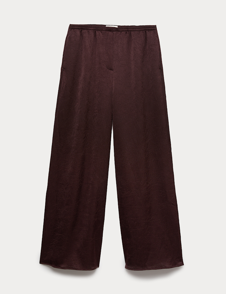 Satin Crinkle Palazzo Trousers