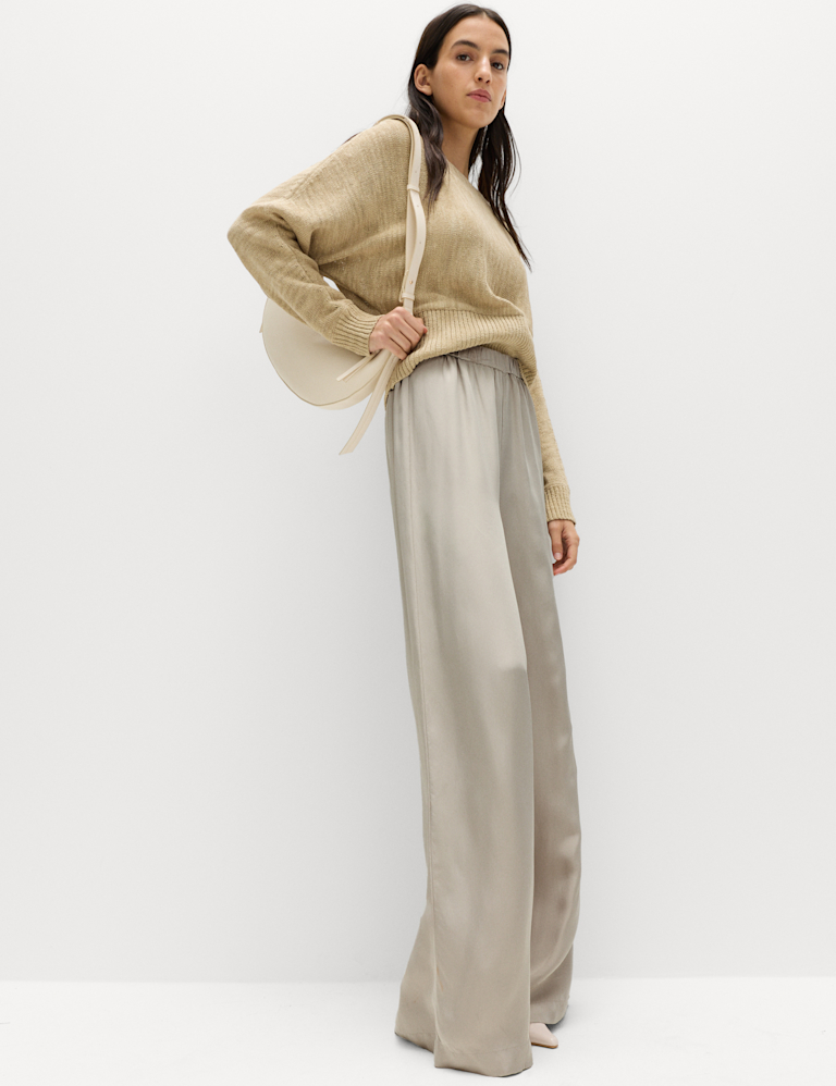 Satin Wide Leg Trousers Satin Wide Leg Trousers