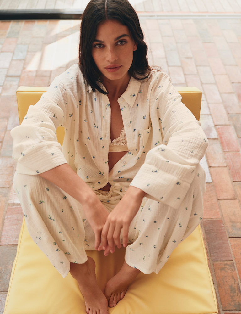 Pure Cotton Muslin Printed Pyjama Top Pure Cotton Muslin Printed Pyjama Top