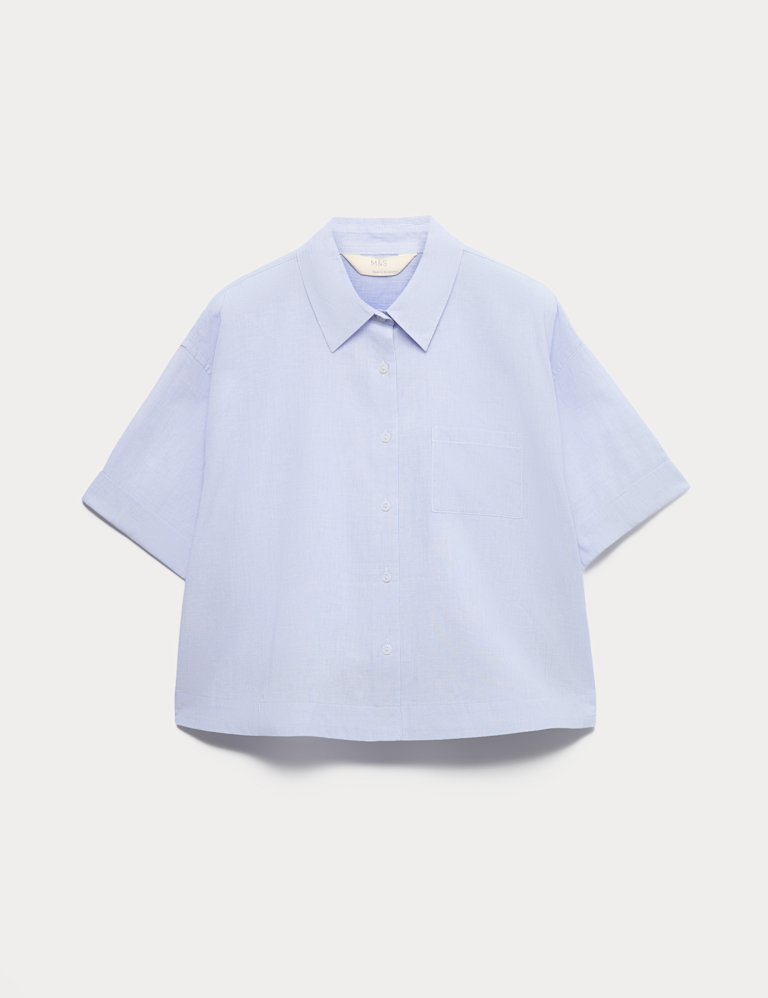 Pure Cotton Woven Stripe Collared Pyjama Top