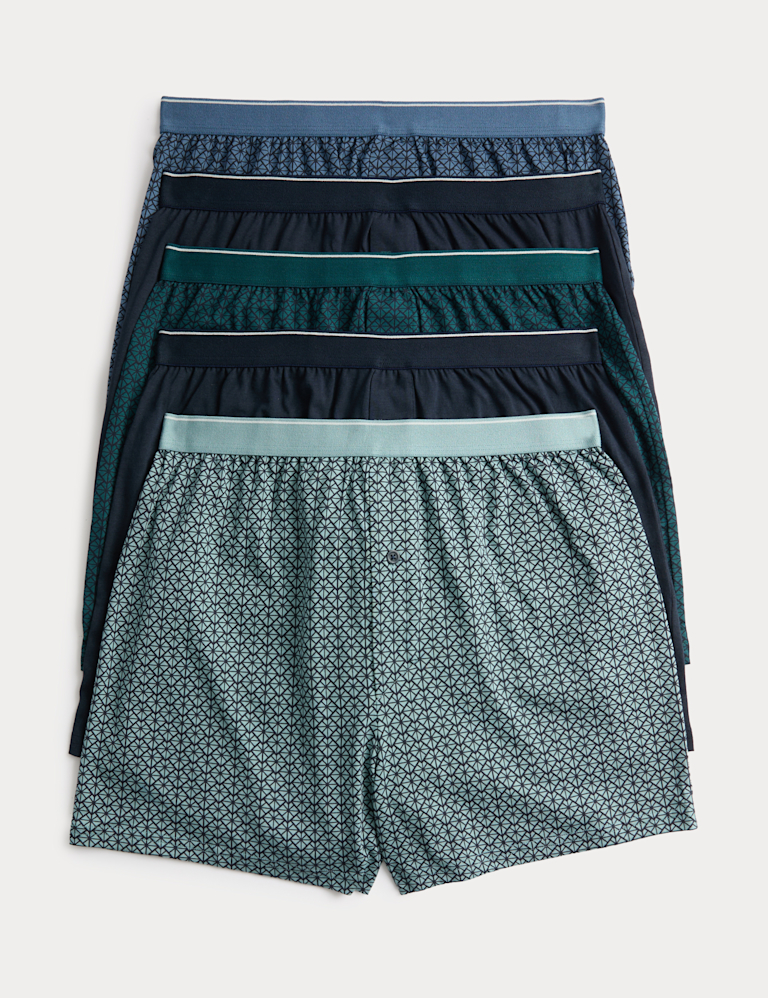 5 Pack Cotton Stretch Geometric Boxers