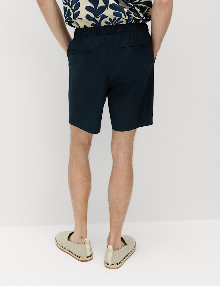 Cotton Linen Blend Stretch Shorts