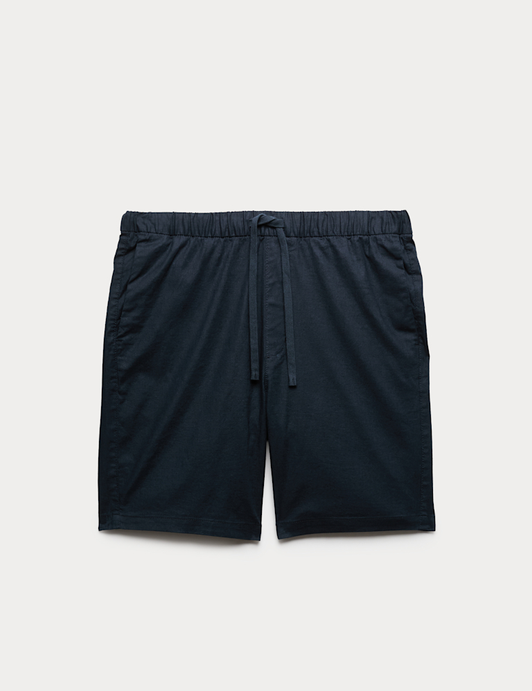 Cotton Linen Blend Stretch Shorts
