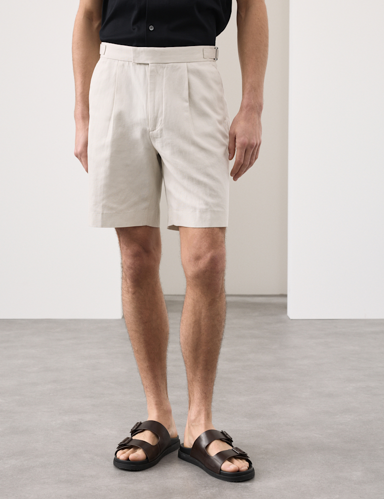 Cotton Linen Blend Pleat Front Shorts Cotton Linen Blend Pleat Front Shorts