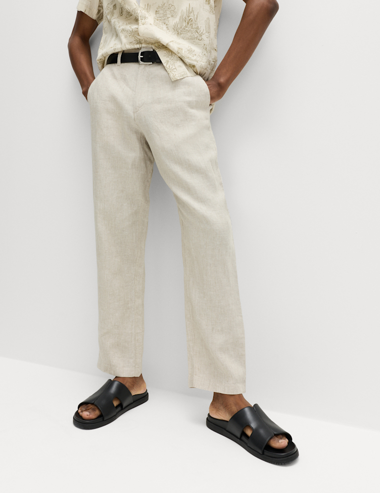 Pure Linen Half- Elasticated Waist Trousers