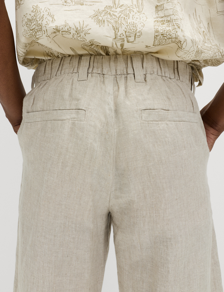 Pure Linen Half- Elasticated Waist Trousers