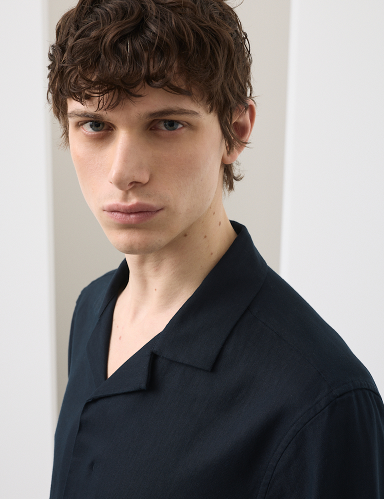 Linen Blend Short Sleeve Shirt