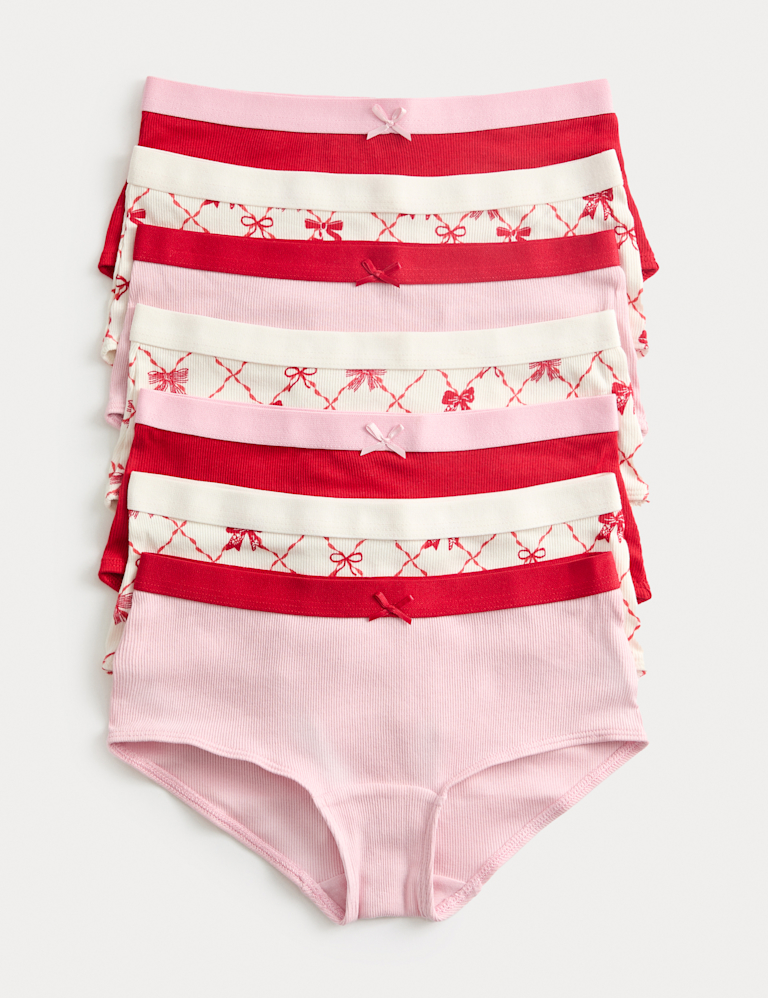 7 Pack Cotton with Stretch Bow Striped Shorts (5-16 Yrs) 7 Pack Cotton with Stretch Bow Striped Shorts (5-16 Yrs)