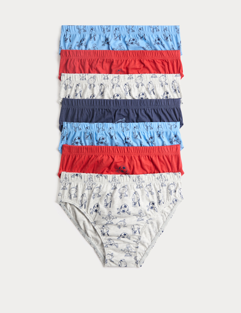 7 Pack Pure Cotton Sports Print Briefs (18 Mths-14 Yrs)