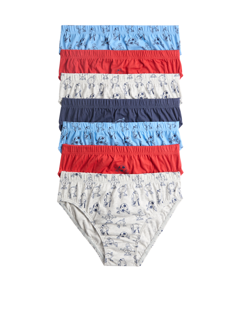7 Pack Pure Cotton Sports Print Briefs (18 Mths-14 Yrs)
