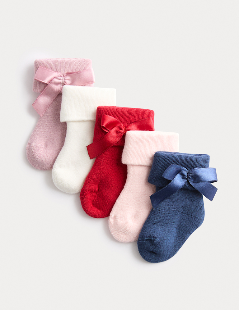 5 Pack Cotton Rich Bow Baby Socks