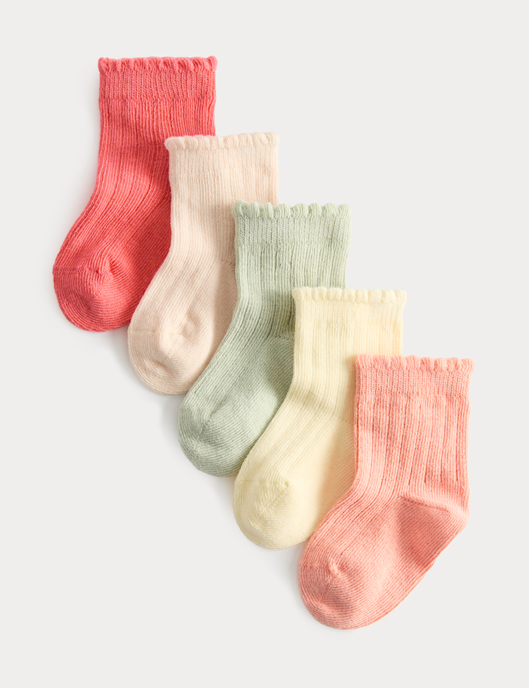5 Pack Cotton with Stretch Frill Socks