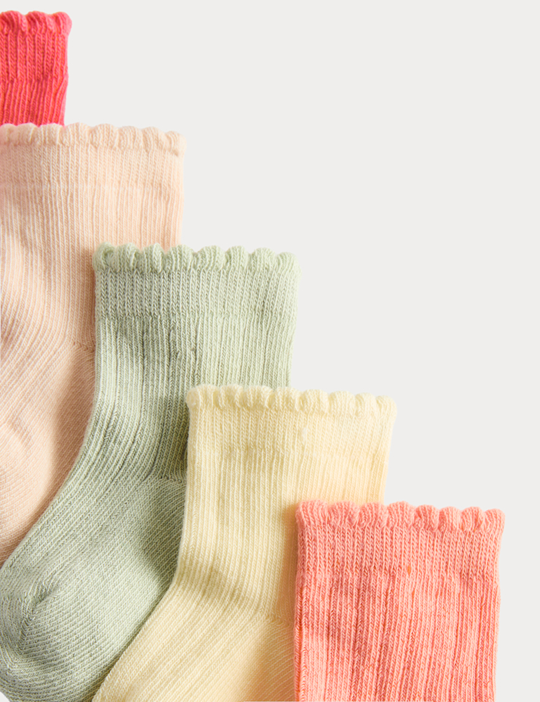 5 Pack Cotton with Stretch Frill Socks