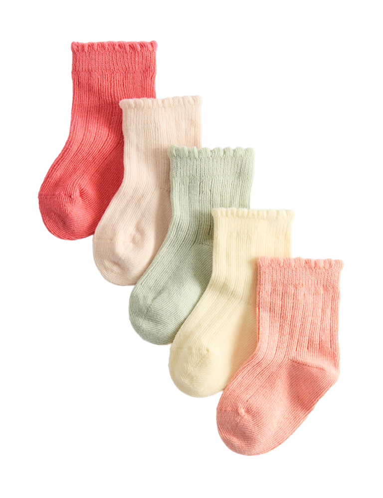 5 Pack Cotton with Stretch Frill Socks
