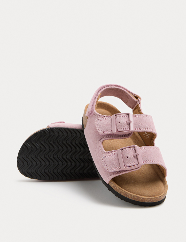 Kids’ Suede Double Buckle Footbed Sandals (4 Small-2 Large)