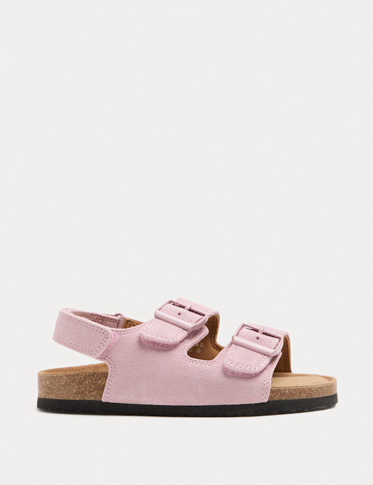 Kids’ Suede Double Buckle Footbed Sandals (4 Small-2 Large)