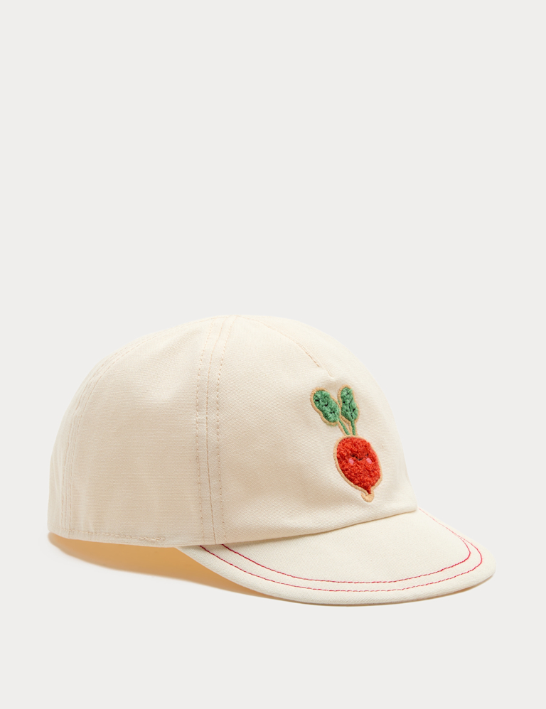 Pure Cotton Radish Badge Cap (0-36 Mths) Pure Cotton Radish Badge Cap (0-36 Mths)