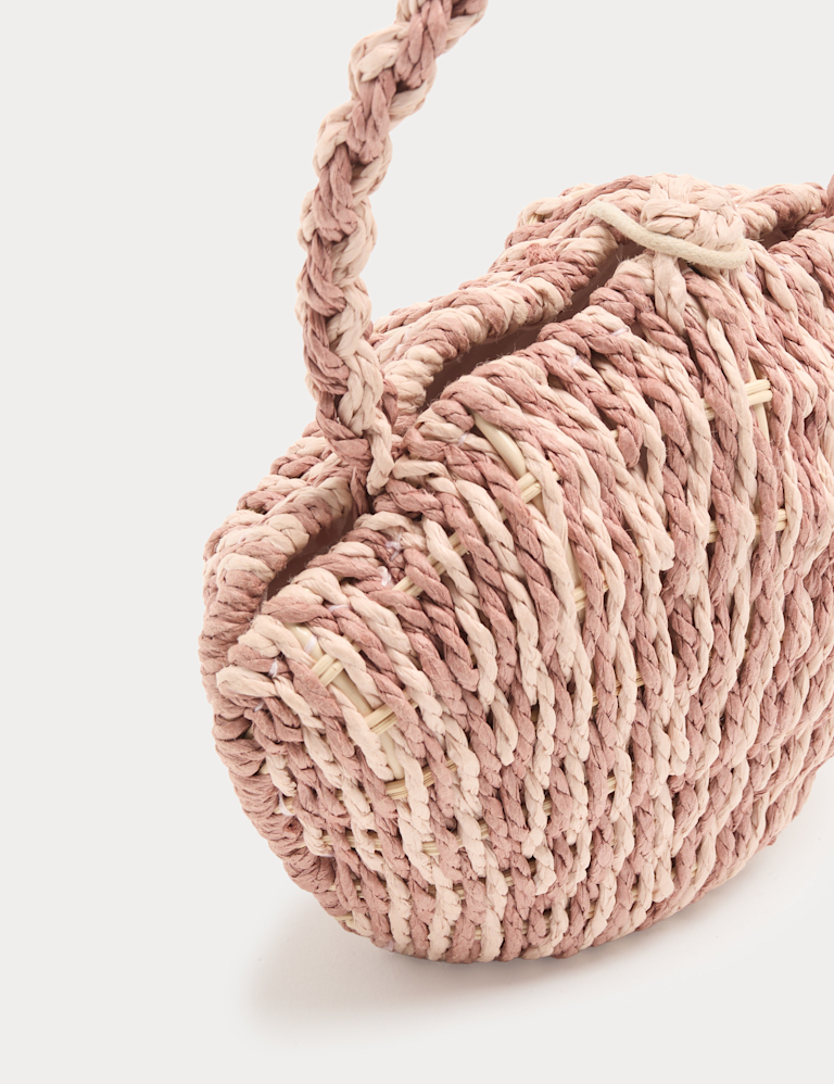 Kids’ Shell Frame Handheld Straw Bag